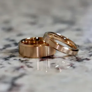Couples Traditional Stainless Rose Gold Wedding Ring Set