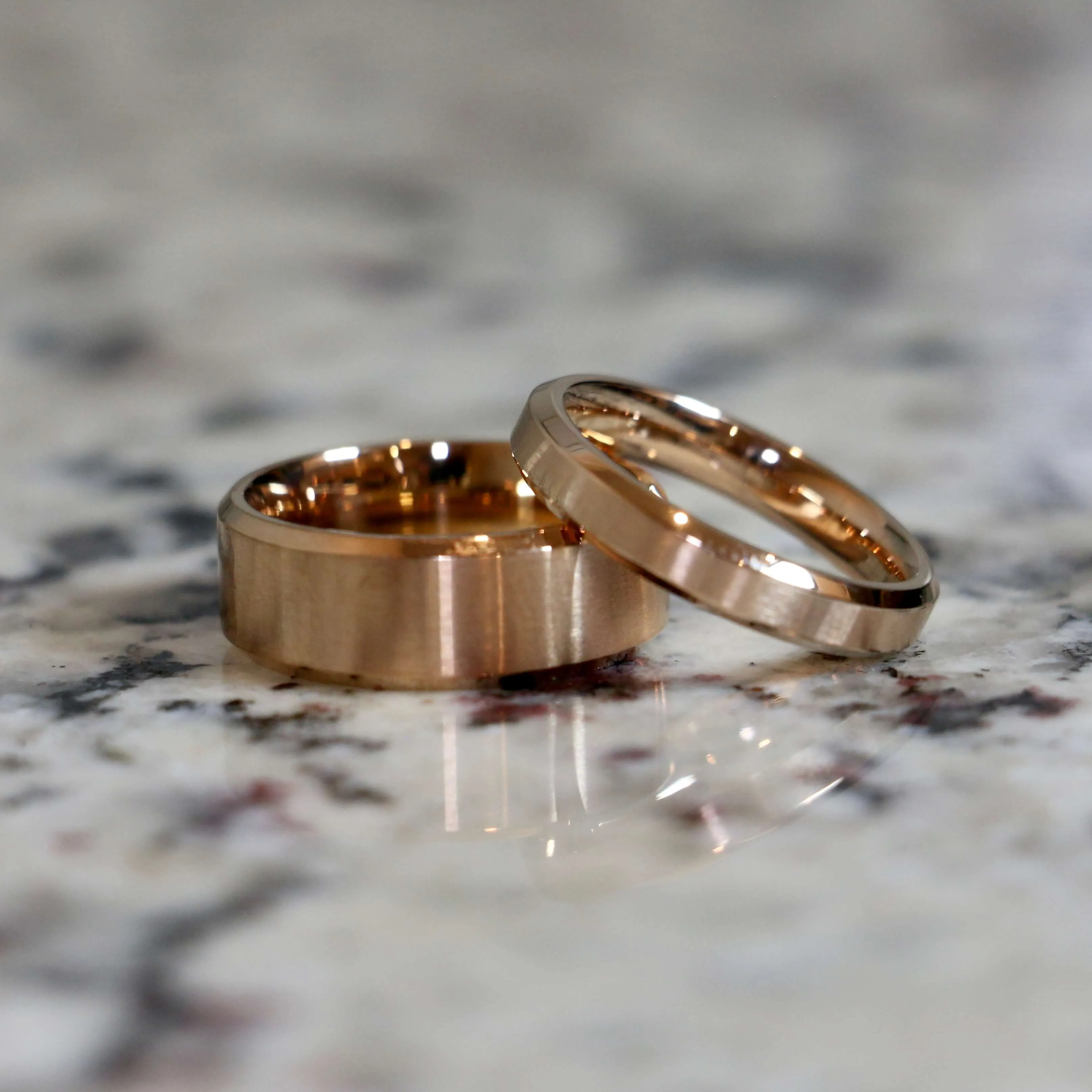 Couples Traditional Stainless Rose Gold Wedding Ring Set