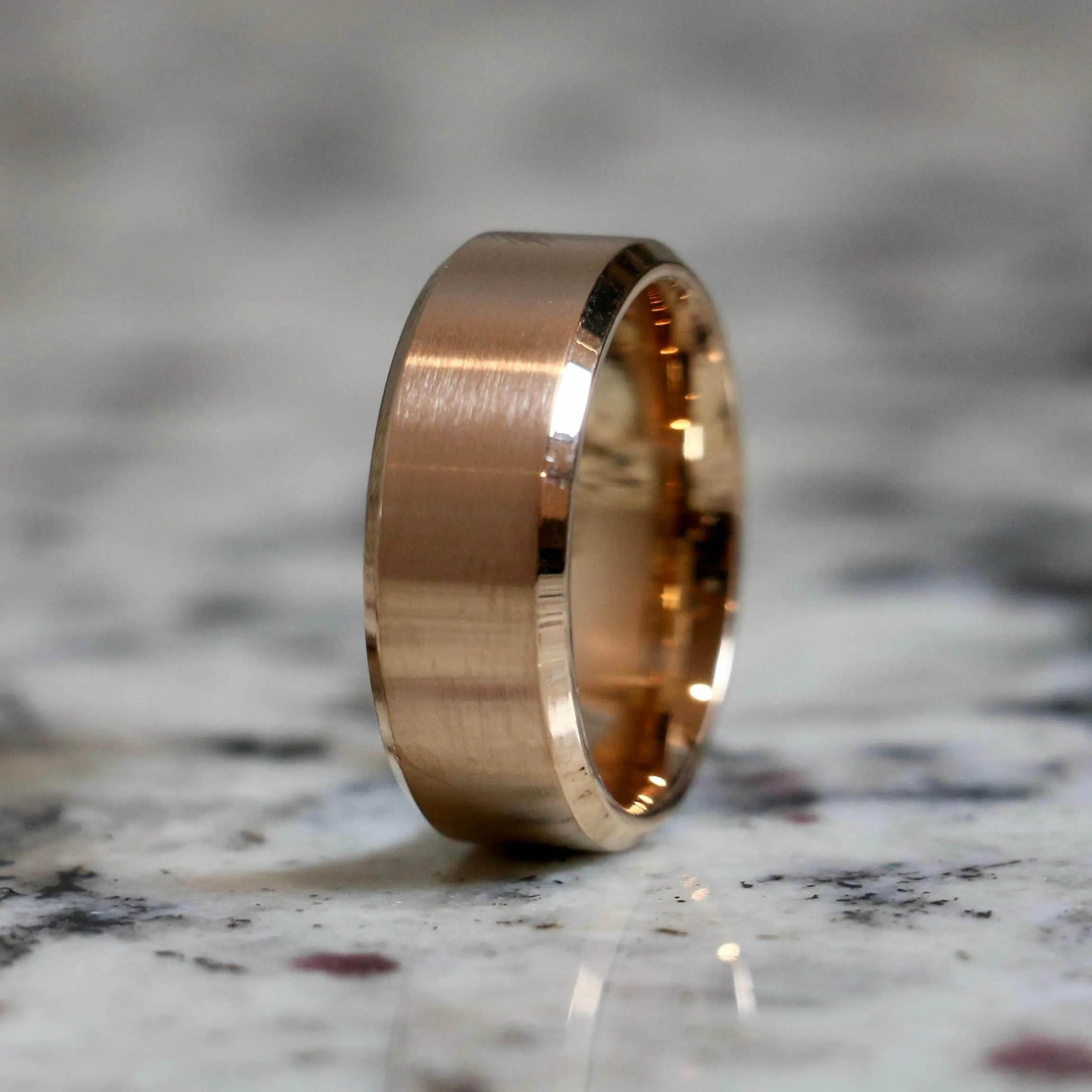 Couples Traditional Stainless Rose Gold Wedding Ring Set