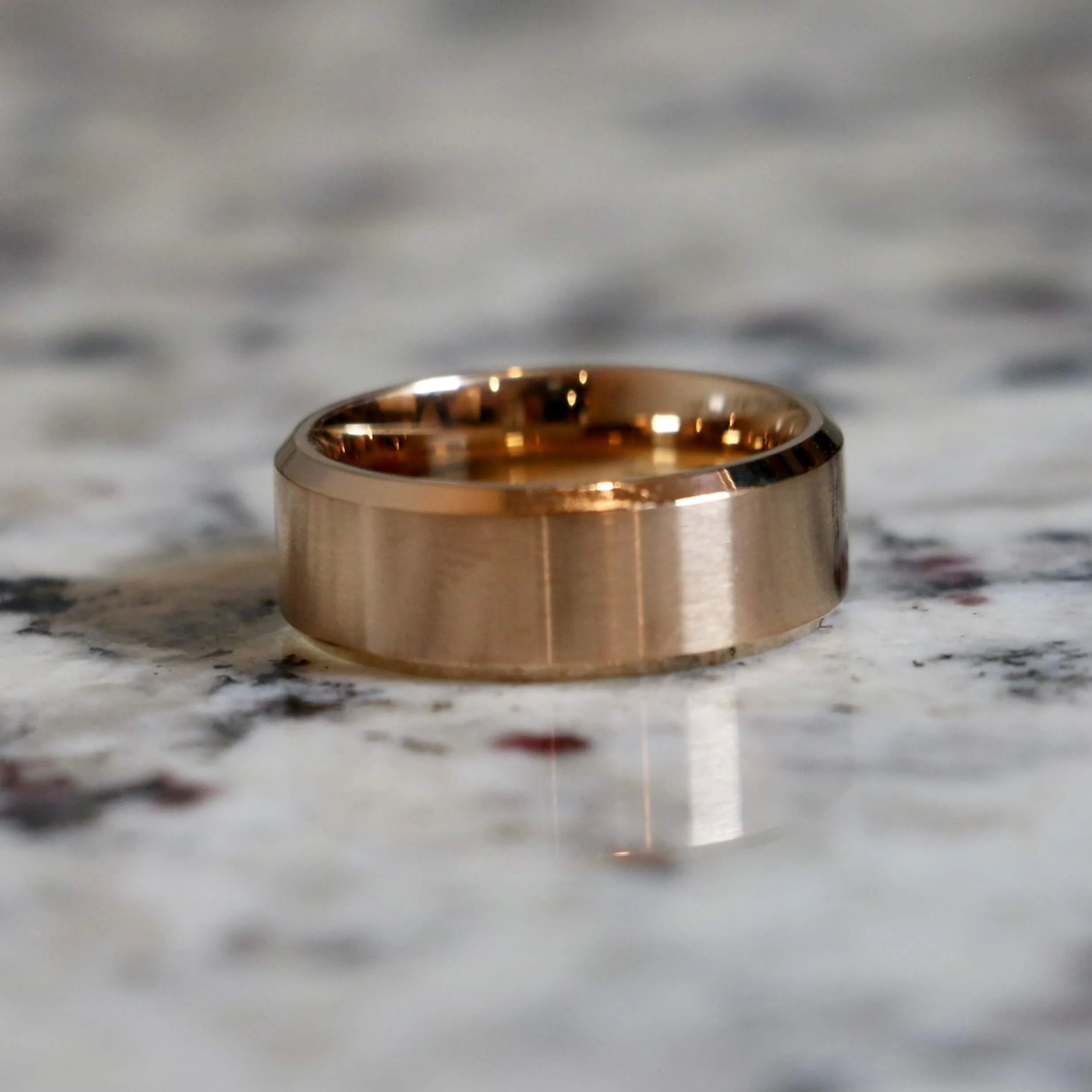 Couples Traditional Stainless Rose Gold Wedding Ring Set