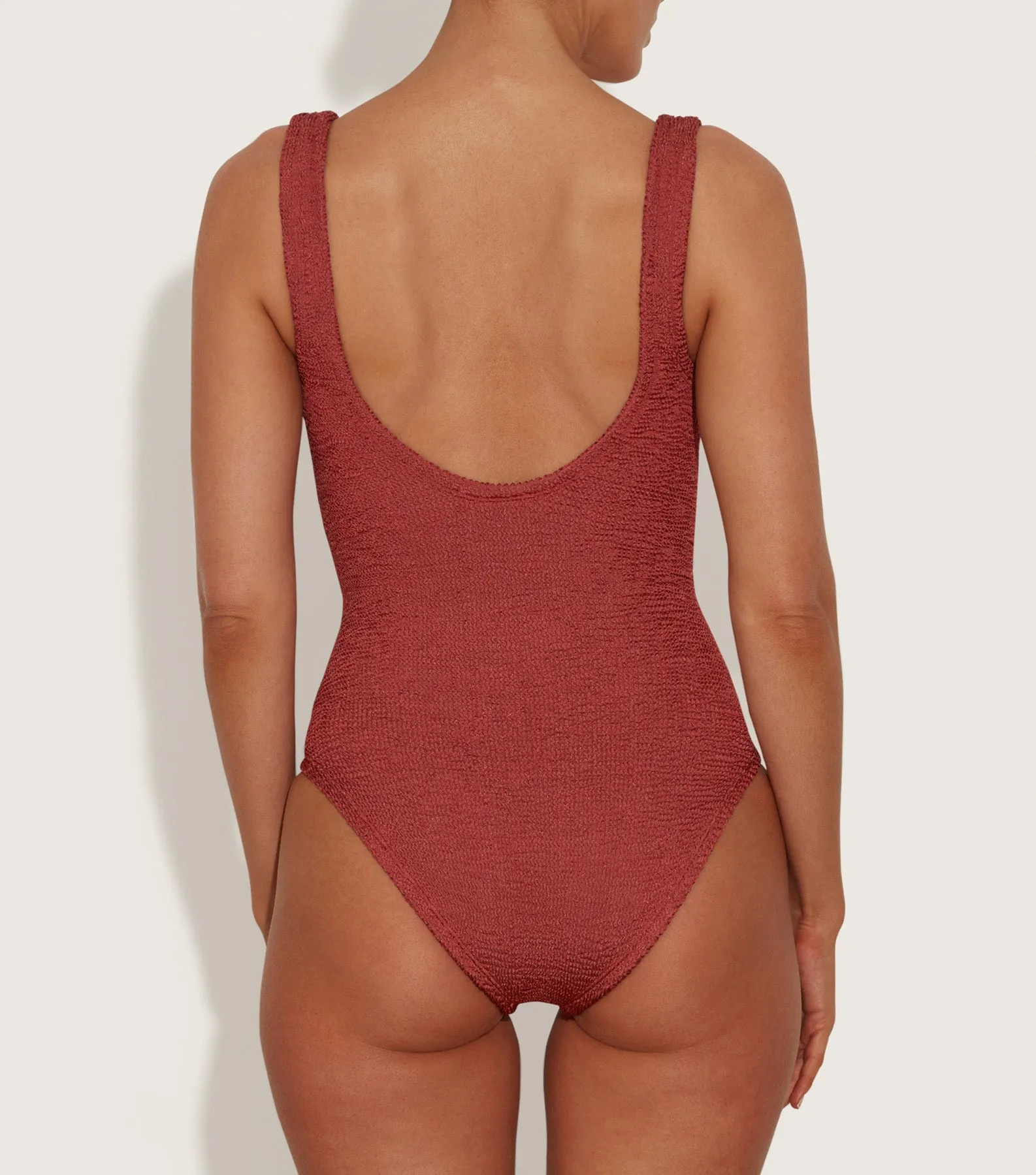 Coverage Celine Swim With Tonal Hoops - Metallic Rosewood