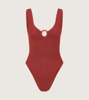 Coverage Celine Swim With Tonal Hoops - Metallic Rosewood
