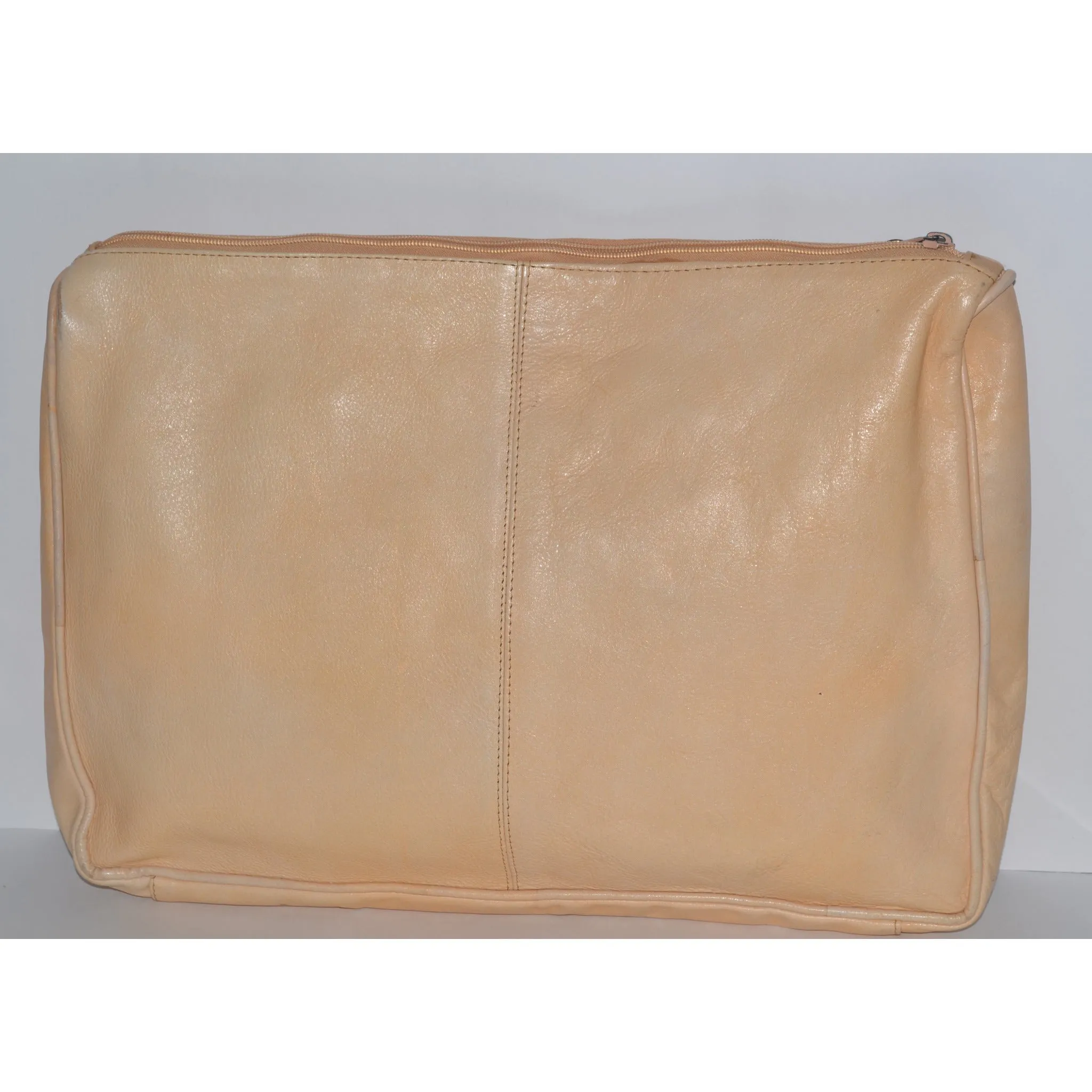 Cream Woven Leather Clutch Purse