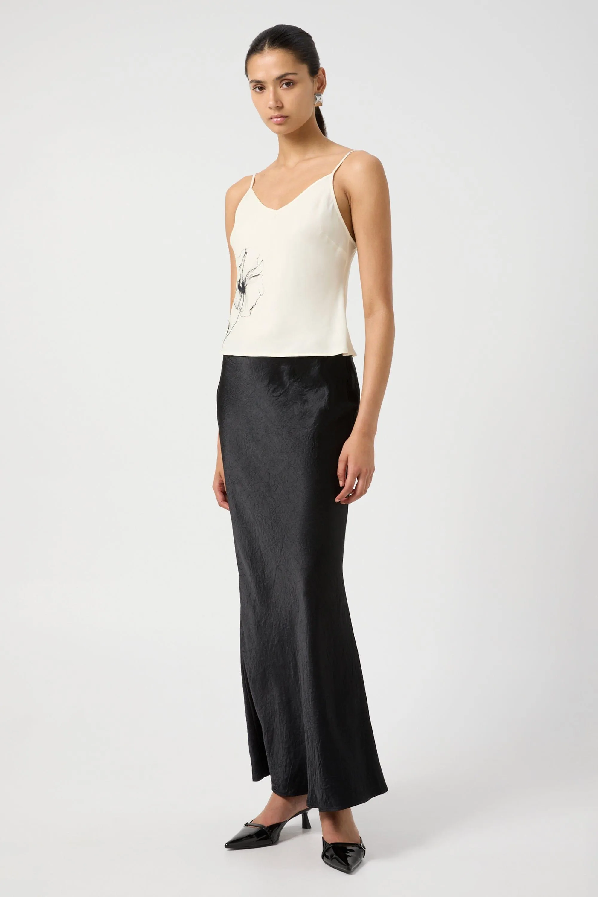 CRUSH BIAS MAXI SKIRT | BLACK