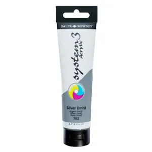Daler Rowney System3 Acrylic Paint- 150ml tube -	Silver (Hue)