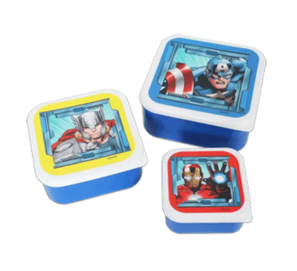 Danawares Avengers Set Of Square Lunch Boxes, 3 Units