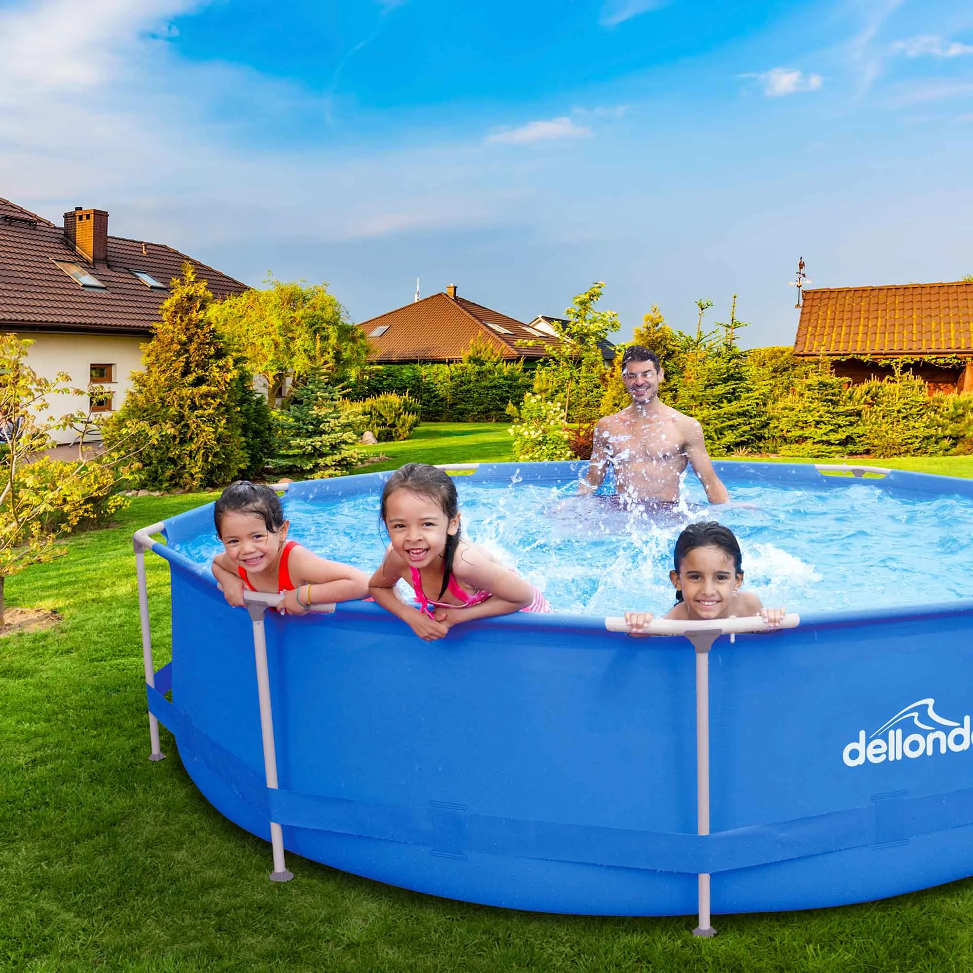 Dellonda 12ft Steel Frame Swimming Pool Round with Filter Pump, Blue - DL20