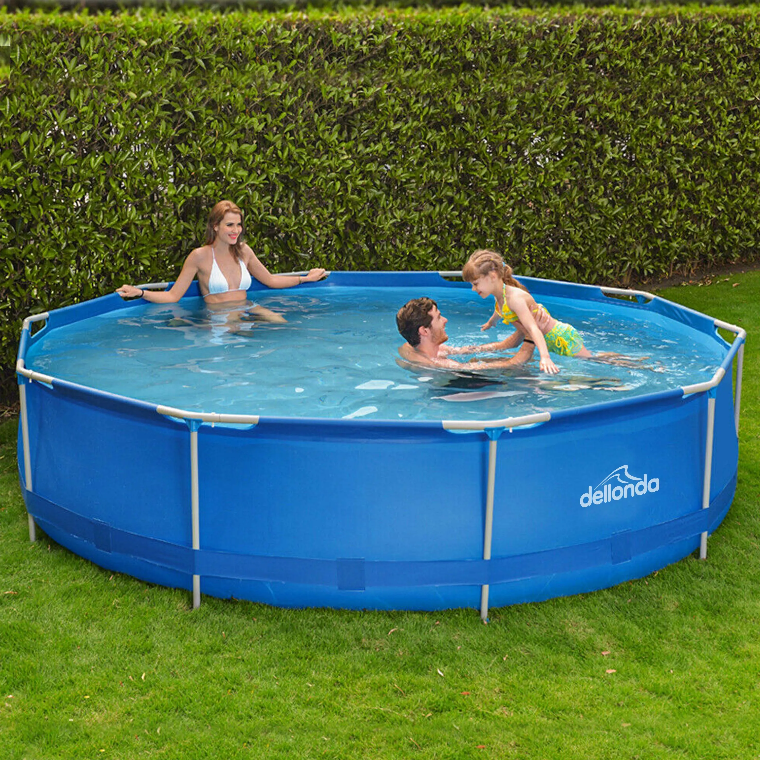 Dellonda 12ft Steel Frame Swimming Pool Round with Filter Pump, Blue - DL20