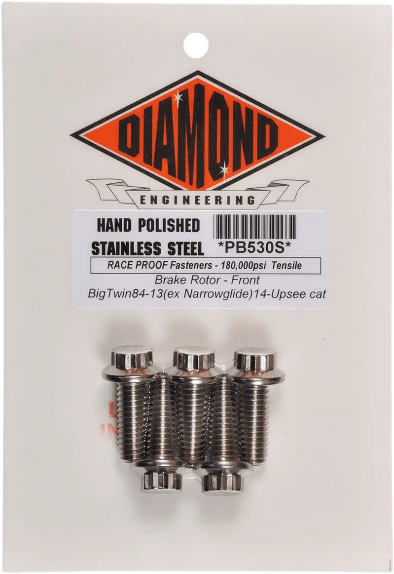 Diamond Engineering PB530S 12-Point Polished Stainless Front Brake Rotor Bolt Kit