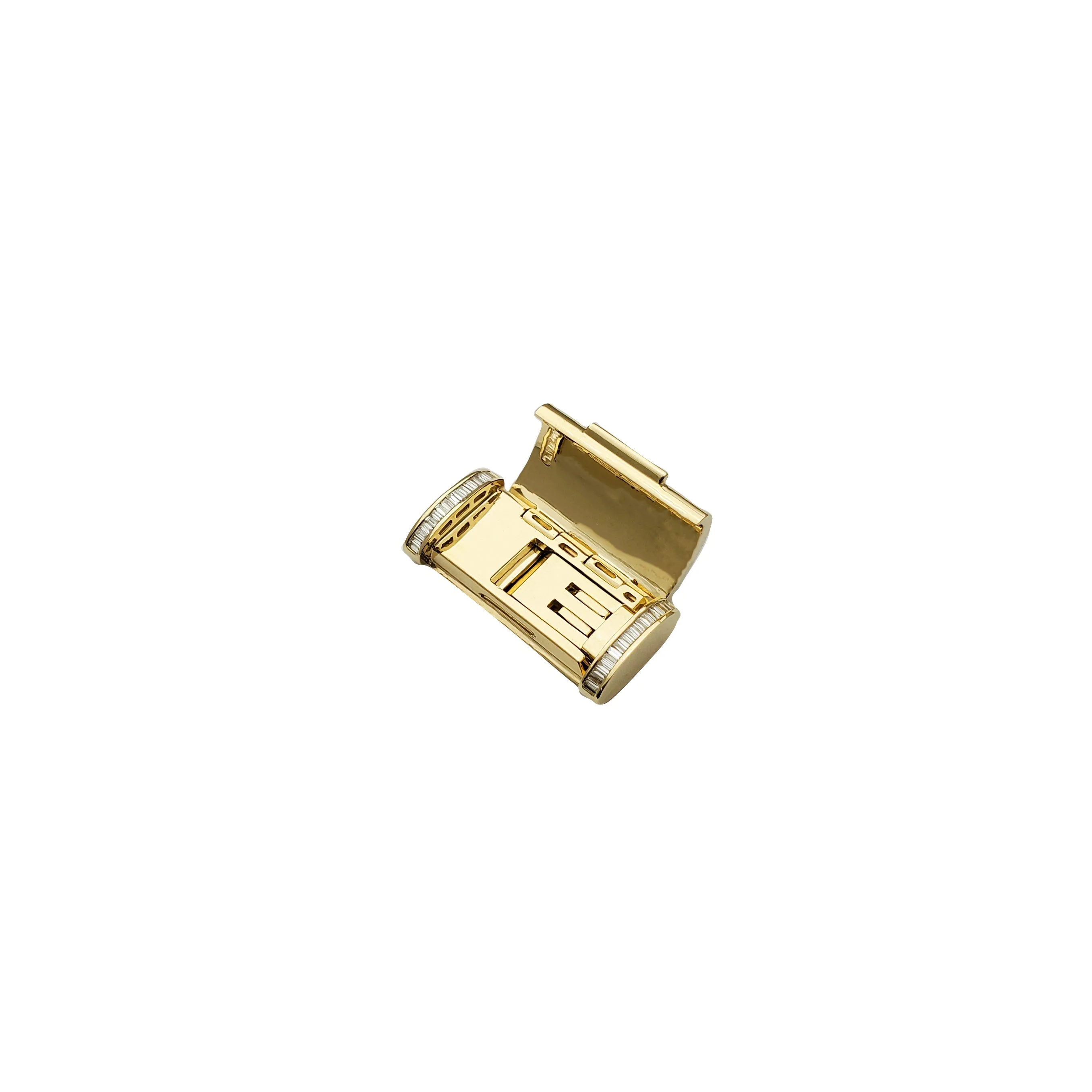 Diamond Iced-Out Solid Sleek Box Clasp (14K)