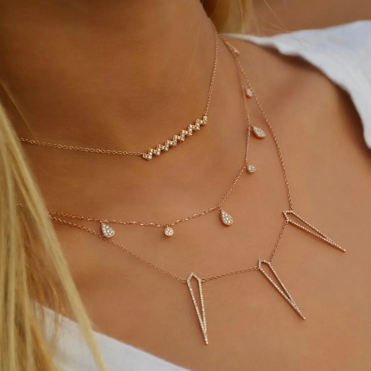 Diamond Zigzag Bar Necklace