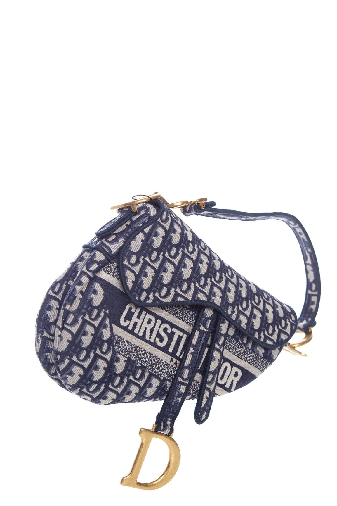 Dior Navy Blue Oblique Jacquard Saddle Bag