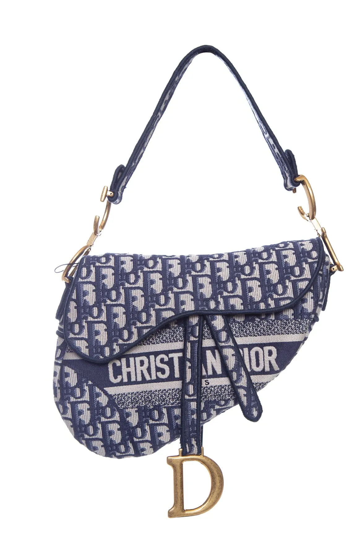 Dior Navy Blue Oblique Jacquard Saddle Bag