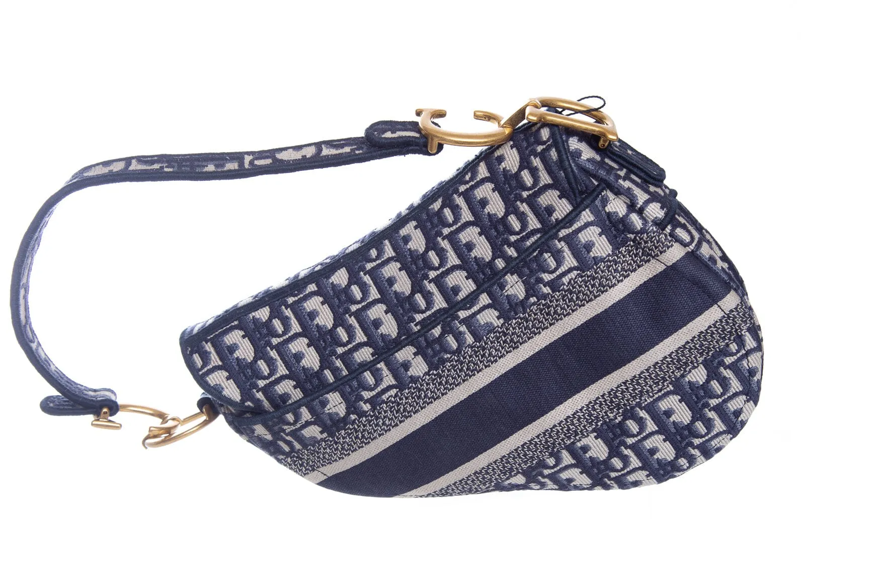 Dior Navy Blue Oblique Jacquard Saddle Bag