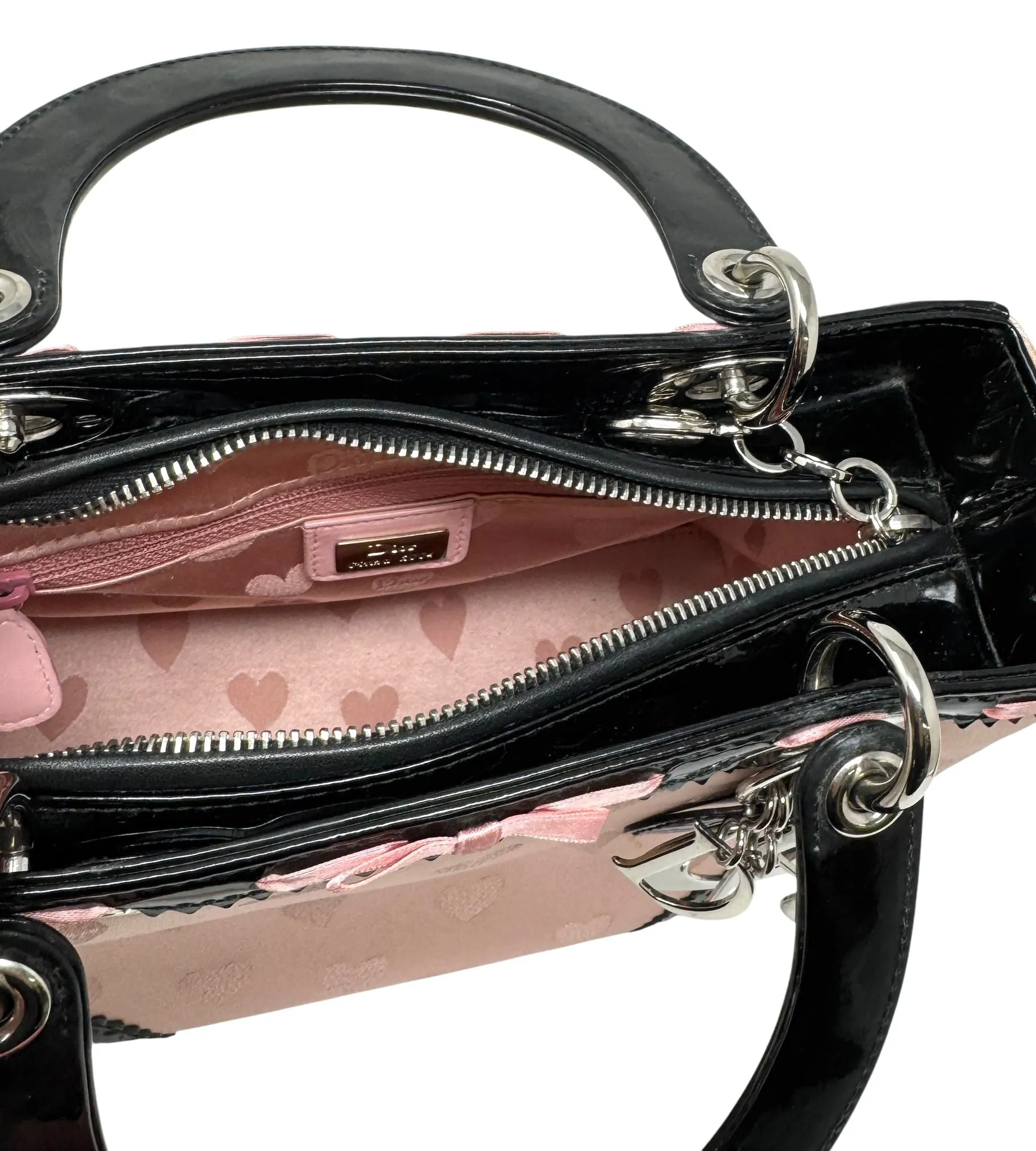 Dior Pink   Black Satin Lady Dior Bag