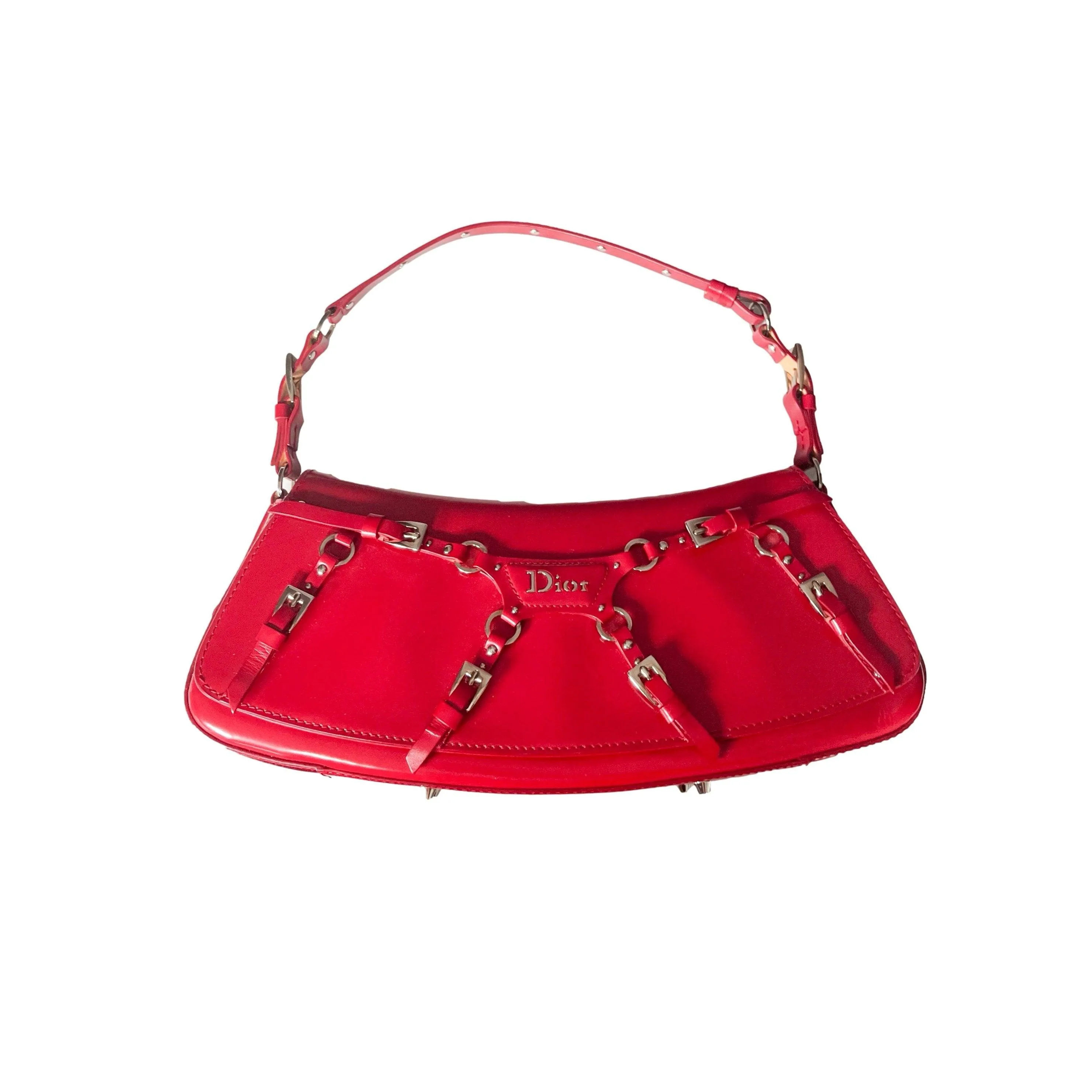 Dior Red Leather Bondage Bag
