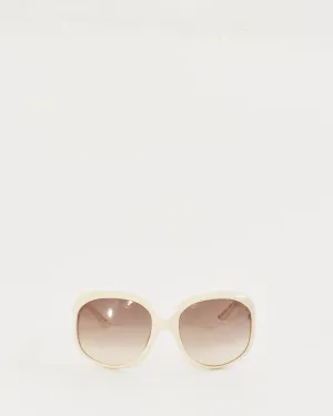 Dior White Glossy Oversize N5A02 Sunglasses