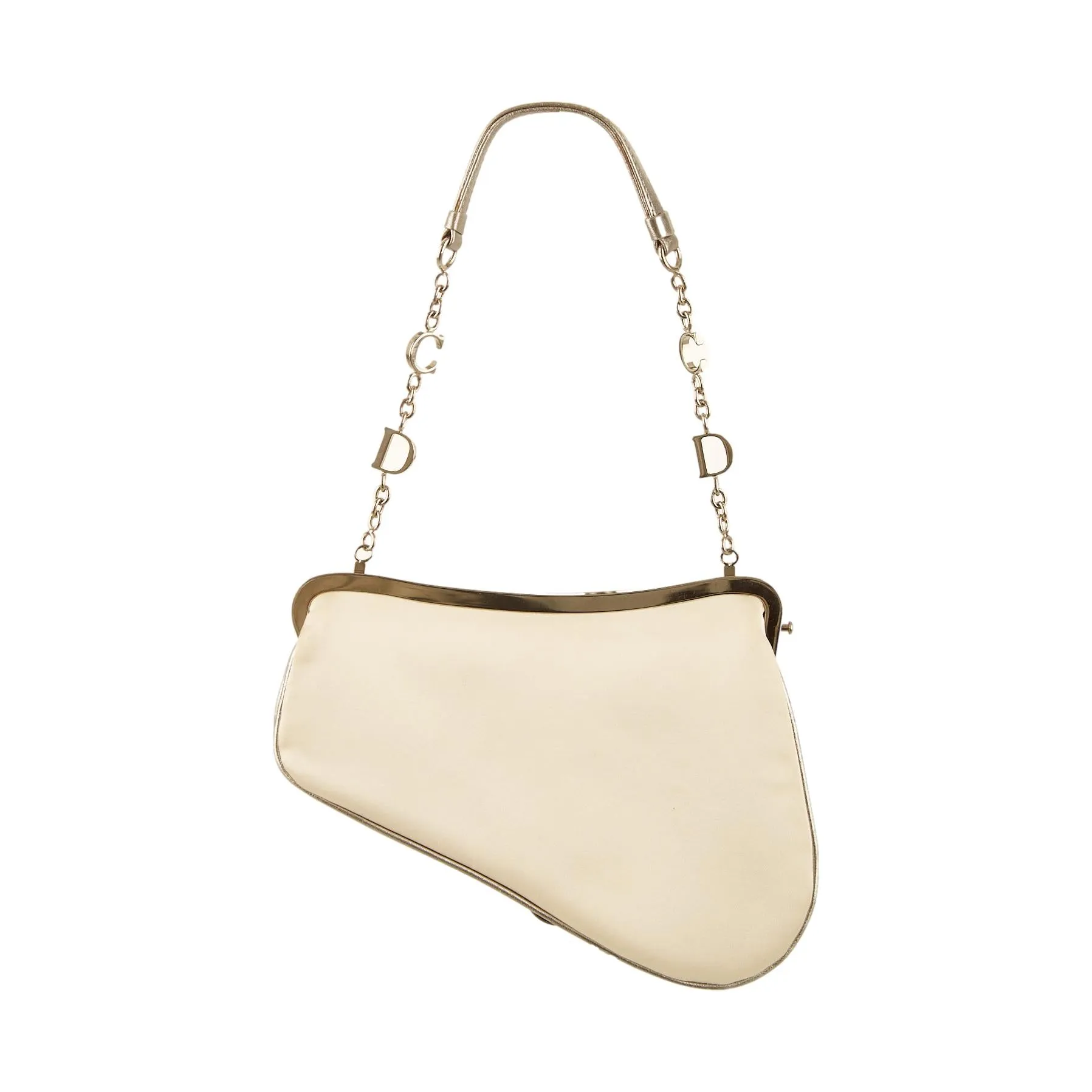 Dior White Rhinestone Mini Saddle Bag