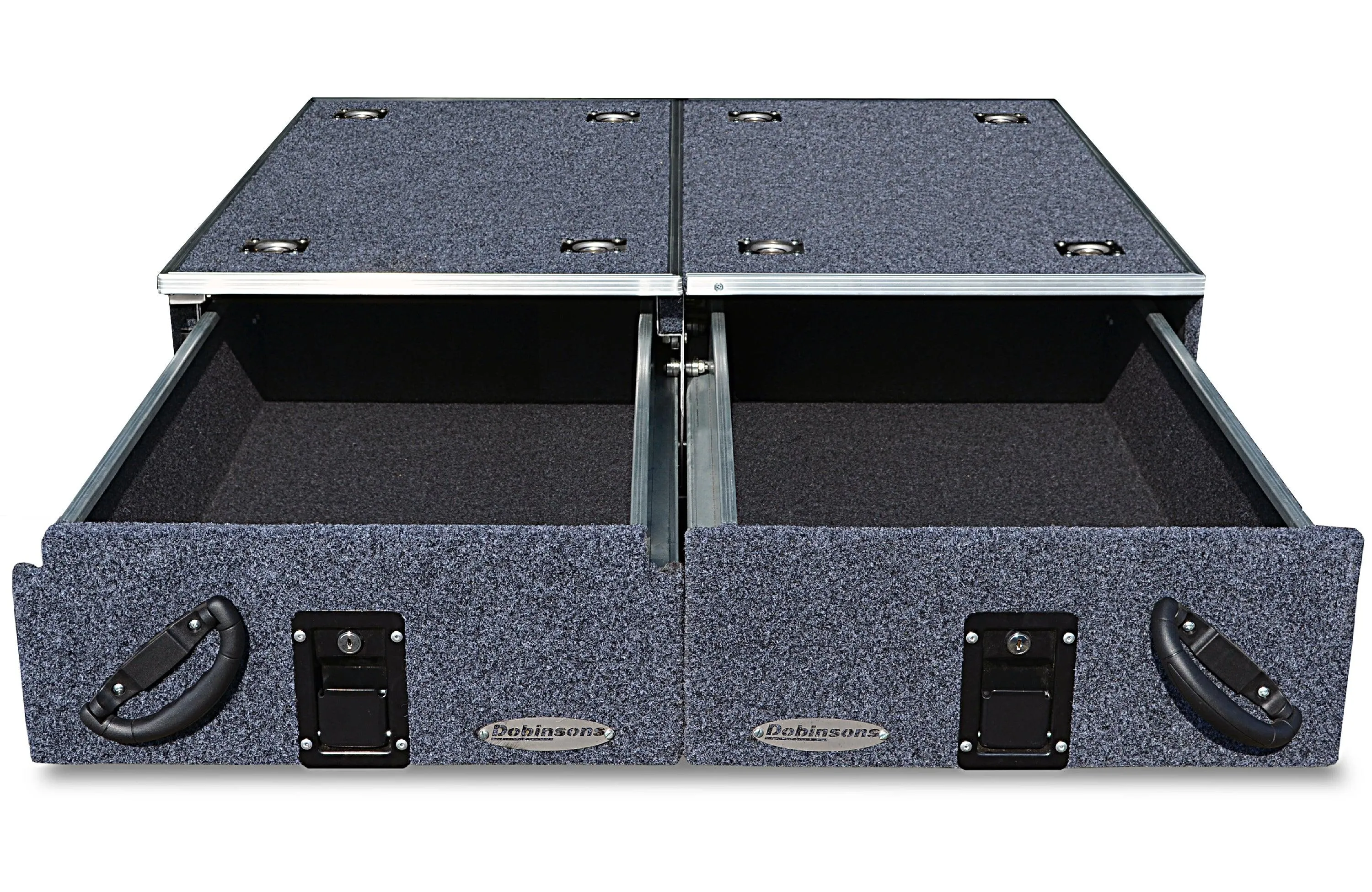 Dobinsons Rear Dual Roller Drawer Kit with Fridge Slide and Tie Down Points, Universal Mount, 36x40x10 inches(RD80-1001)