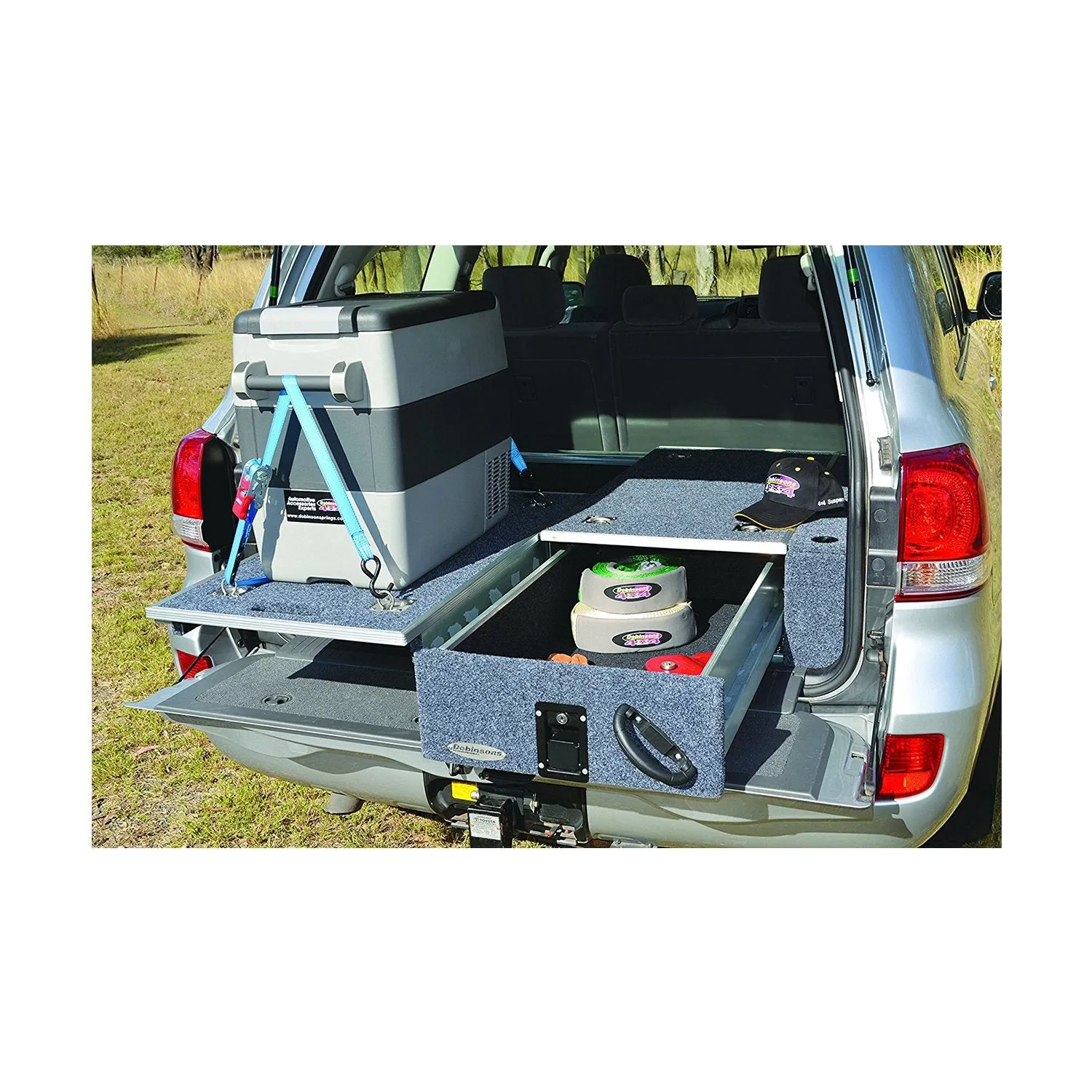 Dobinsons Rear Dual Roller Drawer Kit with Fridge Slide and Tie Down Points, Universal Mount, 39x42 x10 inches(RD80-1000)