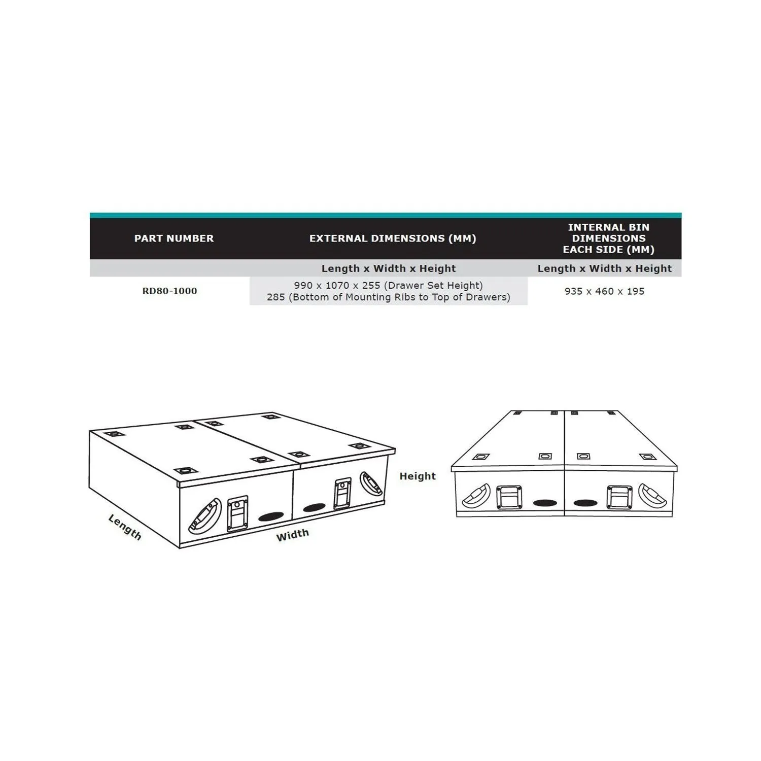 Dobinsons Rear Dual Roller Drawer System for Lexus LX470 with Fridge Slide and Side Panels