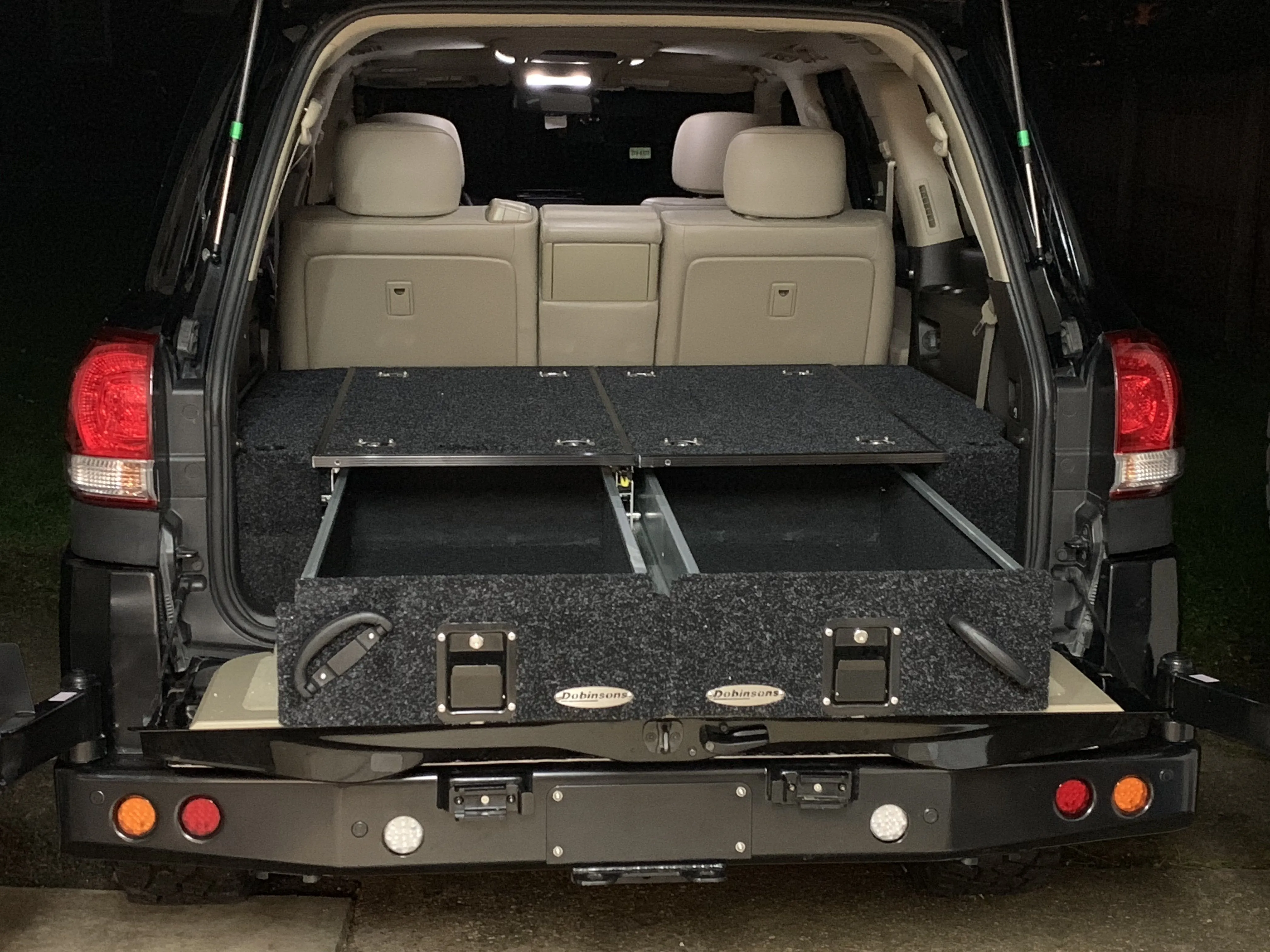 Dobinsons Rear Dual Roller Drawer System for Lexus LX570 2007-2020 with Fridge Slide and Side Panels