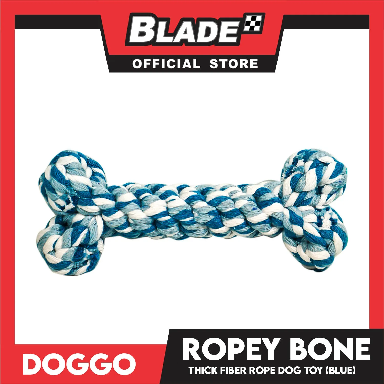 Doggo Ropey Bone Blue Color (Large) Thick Fiber Braided Bone Dog Toy