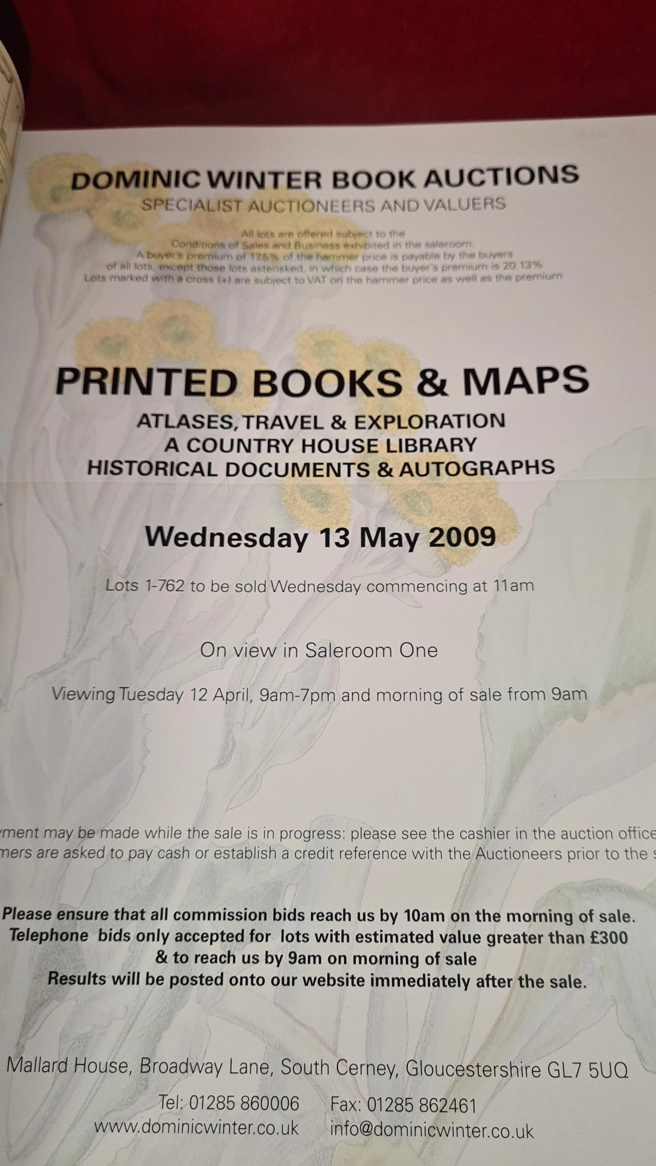 Dominic Winter Book Auctions - Printed Books & Maps 13 May 2009, Gloucester