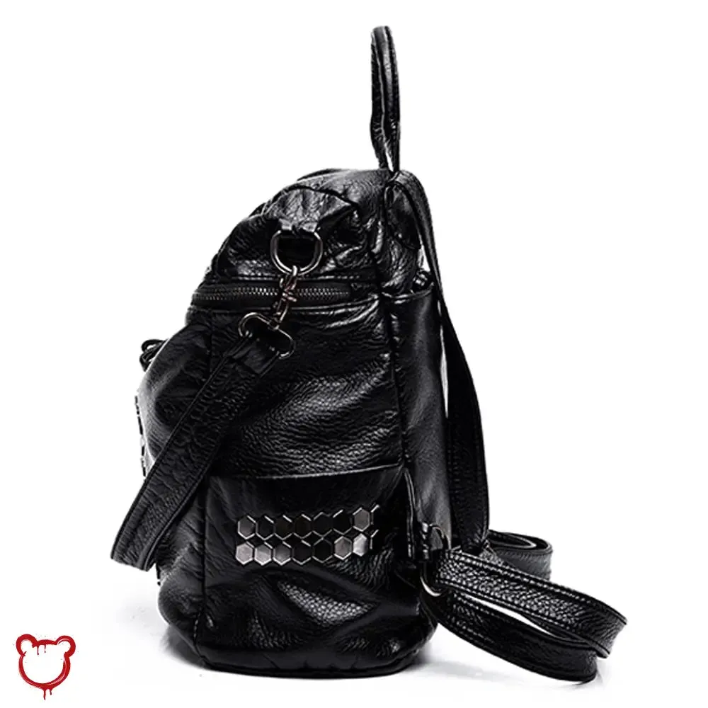Donnie's PU Black Backpack