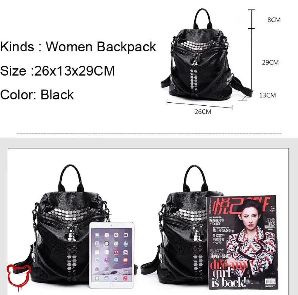 Donnie's PU Black Backpack