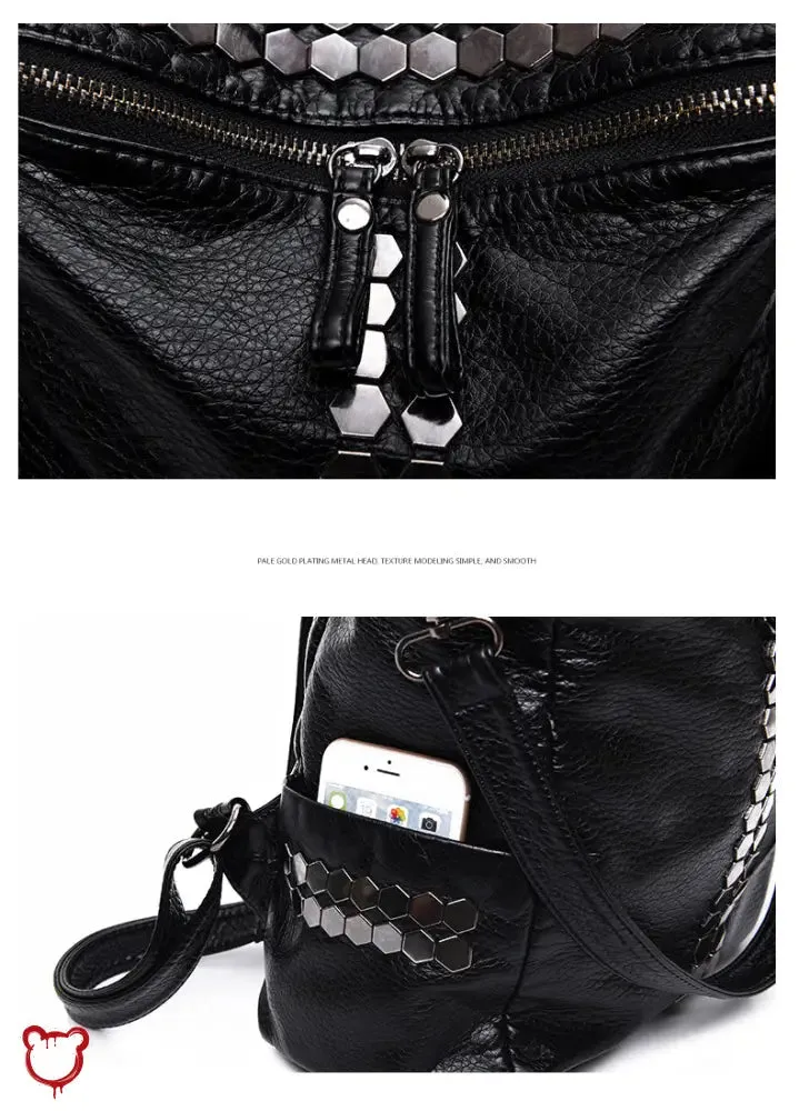 Donnie's PU Black Backpack