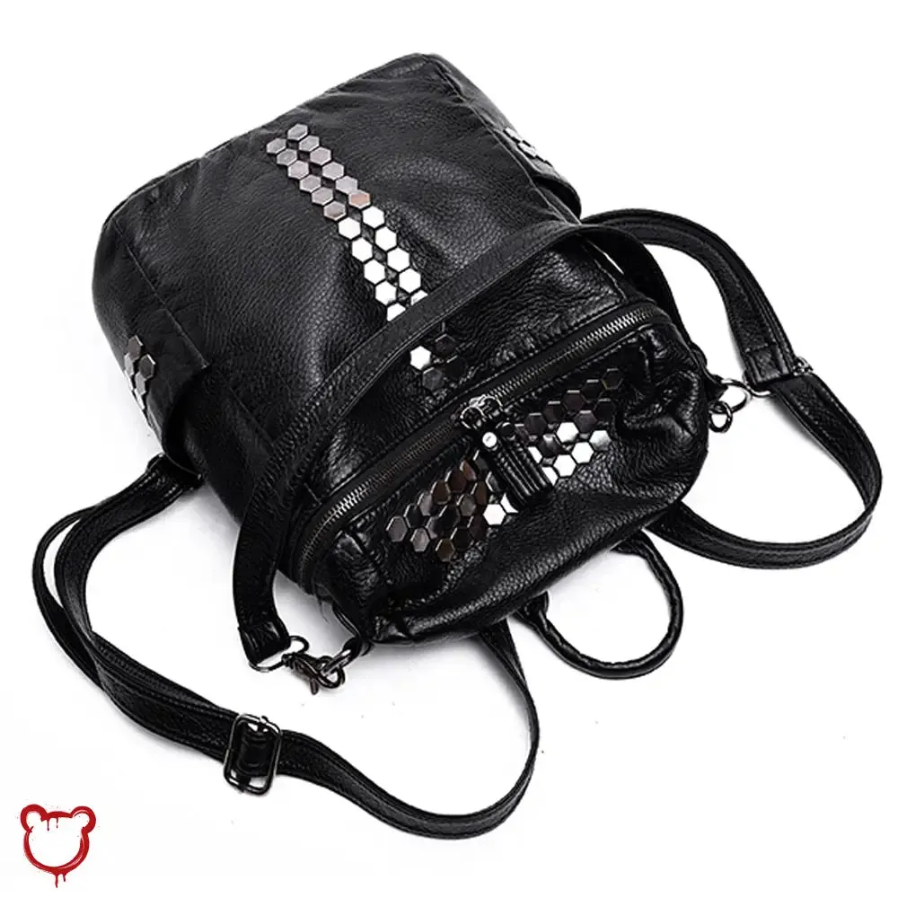 Donnie's PU Black Backpack