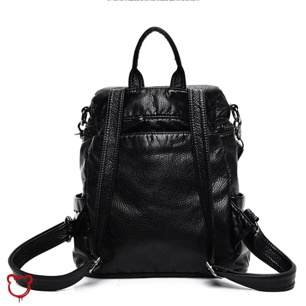 Donnie's PU Black Backpack