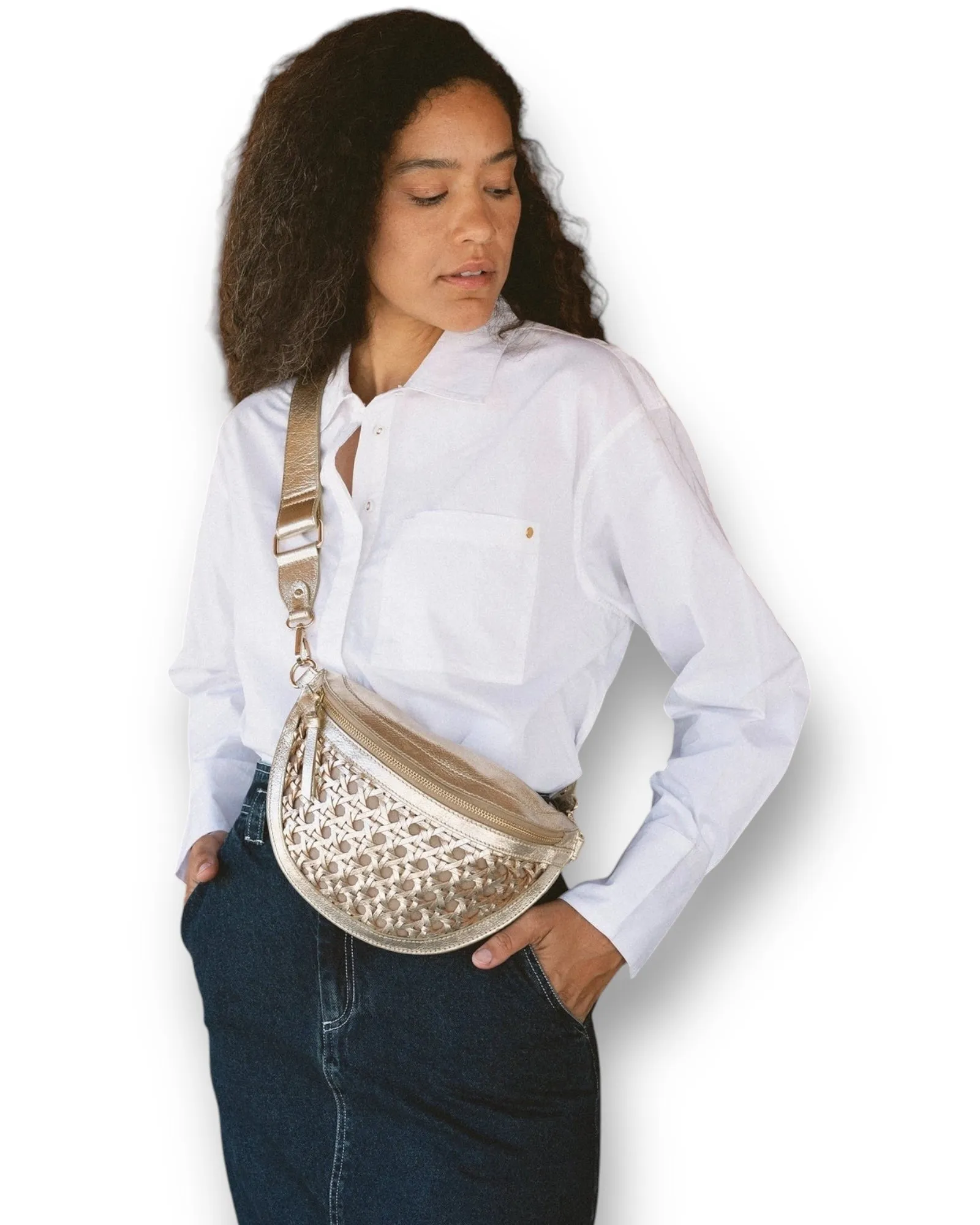 Doris Weave Cross Body Bag | Gold