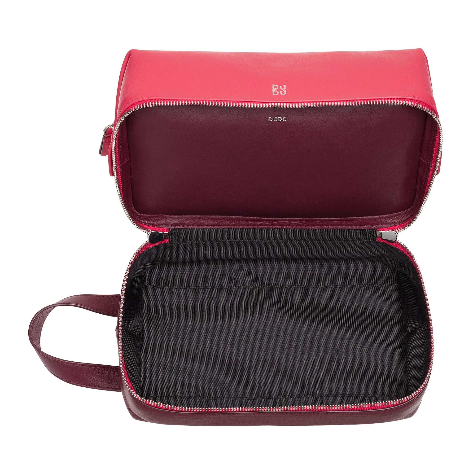 DUDU Beauty Travel Houses Men Woman, Hand -Colored Leather Toilet Bag, 2 Dispartures With Handle