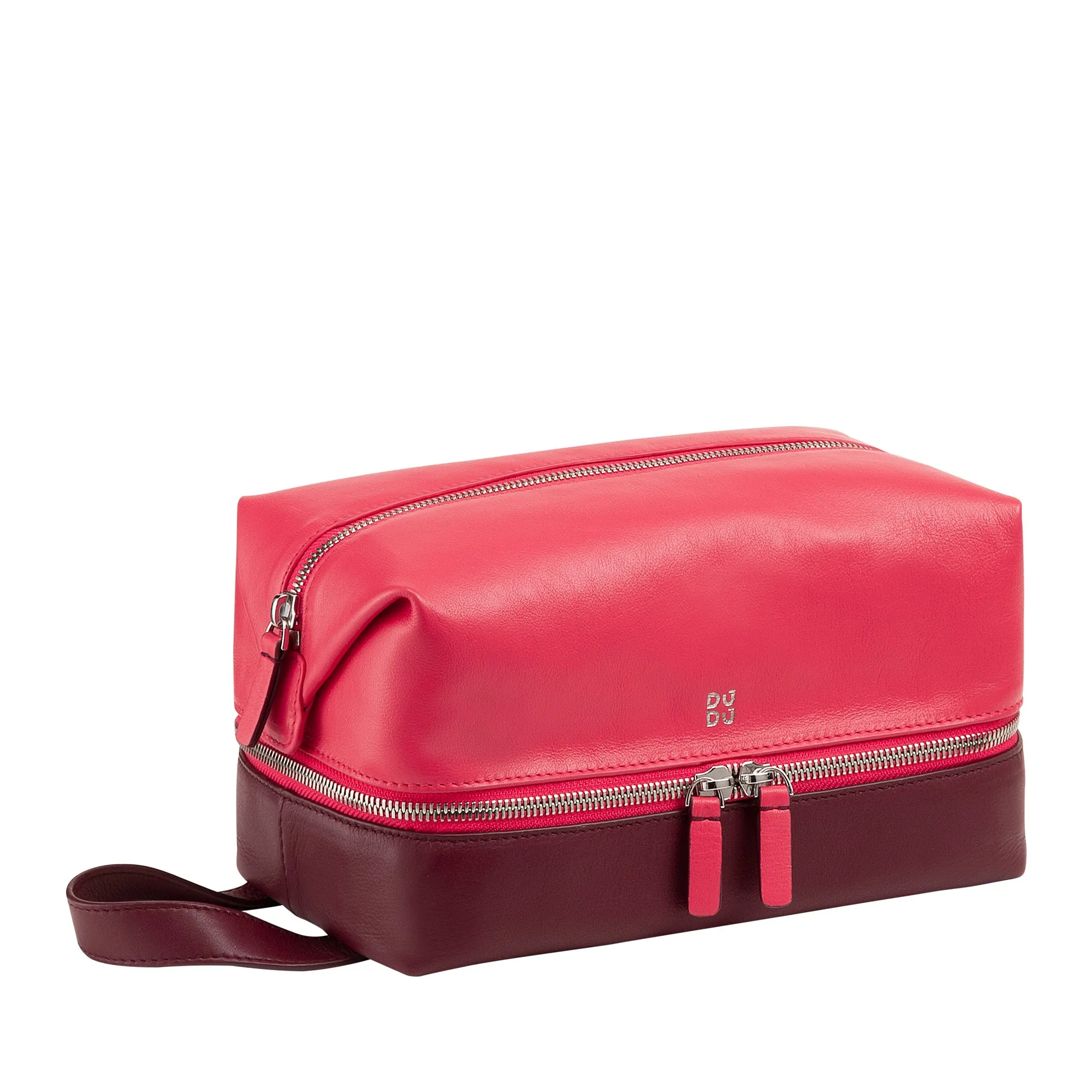 DUDU Beauty Travel Houses Men Woman, Hand -Colored Leather Toilet Bag, 2 Dispartures With Handle