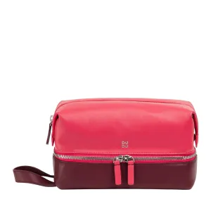 DUDU Beauty Travel Houses Men Woman, Hand -Colored Leather Toilet Bag, 2 Dispartures With Handle