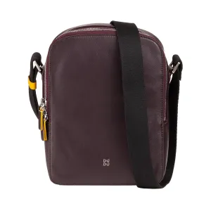 DUDU Borsello Man in real colorful leather, adjustable shoulder bag, small compact design, multi compartment and zip closure