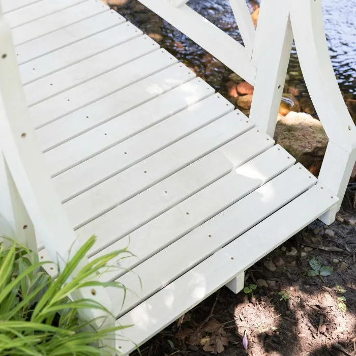 Durable White 8ft Canadian Hemlock Garden Bridge