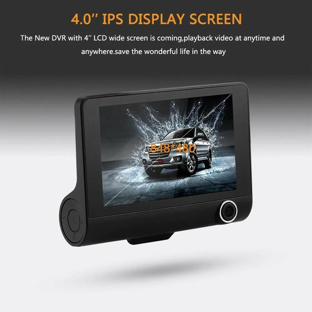DVR 3 Cameras Lens 4.0 Inch Dual Lens Dash Camera With Rearview Camera and Video Recorder