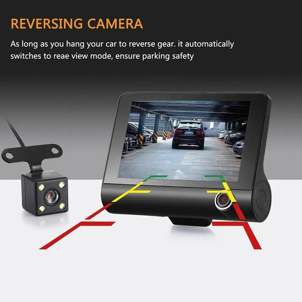 DVR 3 Cameras Lens 4.0 Inch Dual Lens Dash Camera With Rearview Camera and Video Recorder