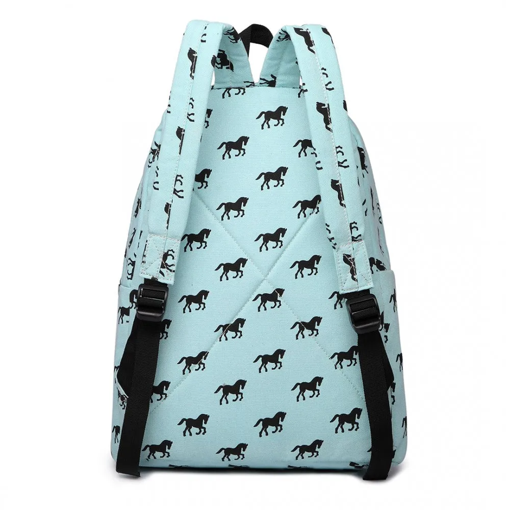 E1401h - Miss Lulu Large Backpack Horse Blue