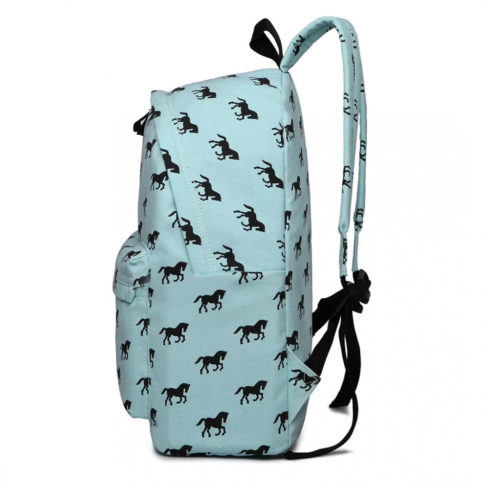 E1401h - Miss Lulu Large Backpack Horse Blue