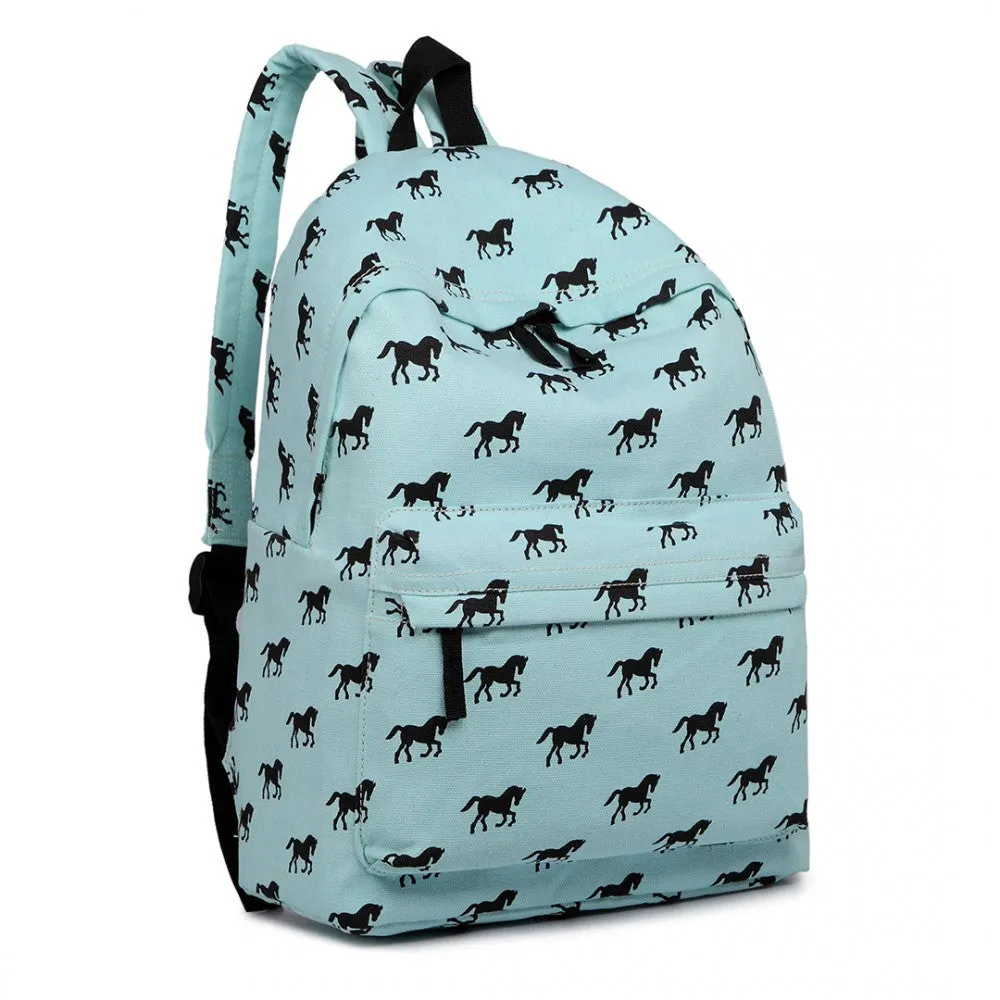 E1401h - Miss Lulu Large Backpack Horse Blue