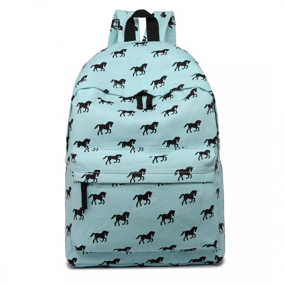 E1401h - Miss Lulu Large Backpack Horse Blue
