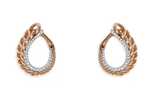 Earrings 18kt Front-Facing Chain & Diamonds Hoops