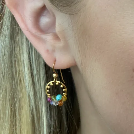 Ella Colorful Gems Aztec Earrings