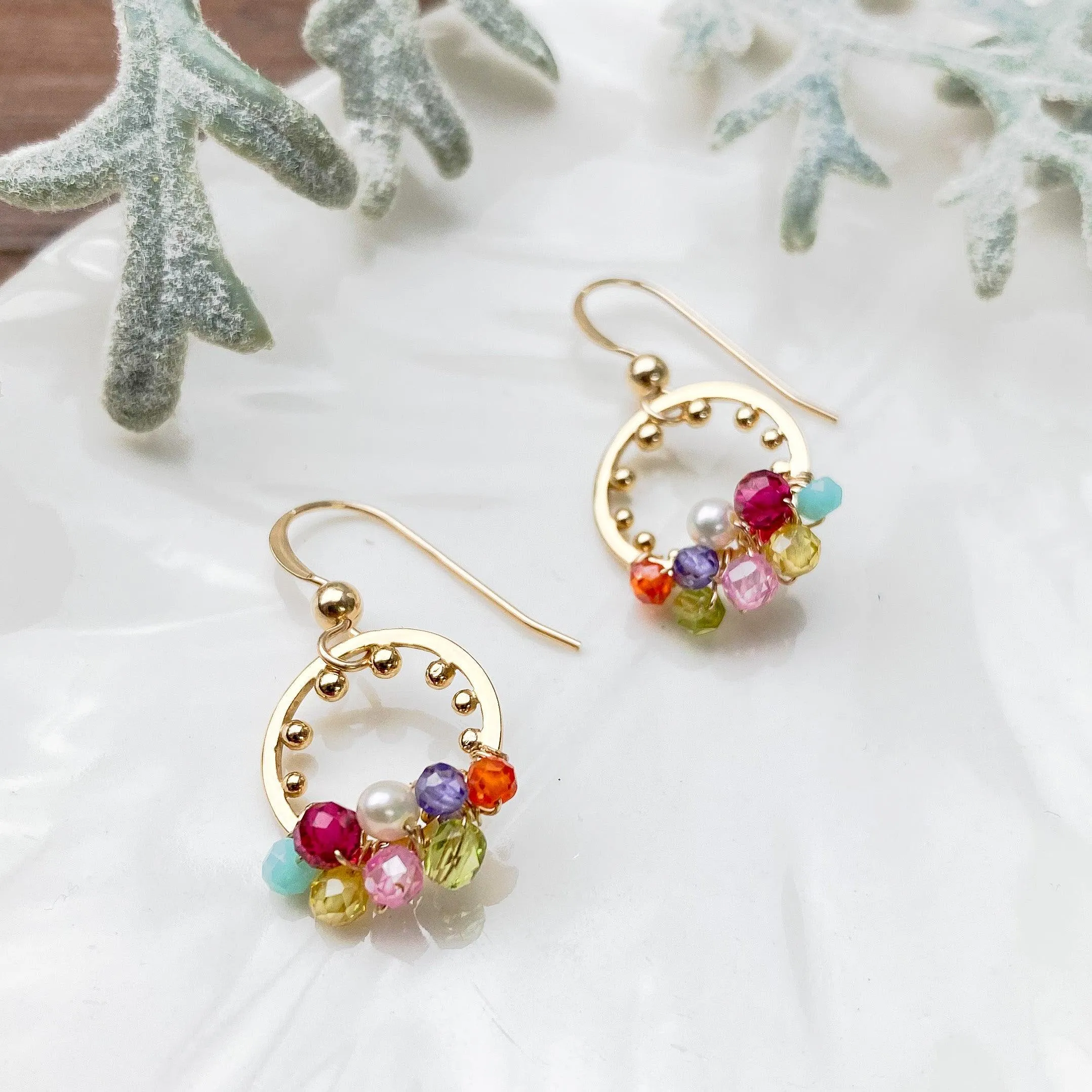 Ella Colorful Gems Aztec Earrings