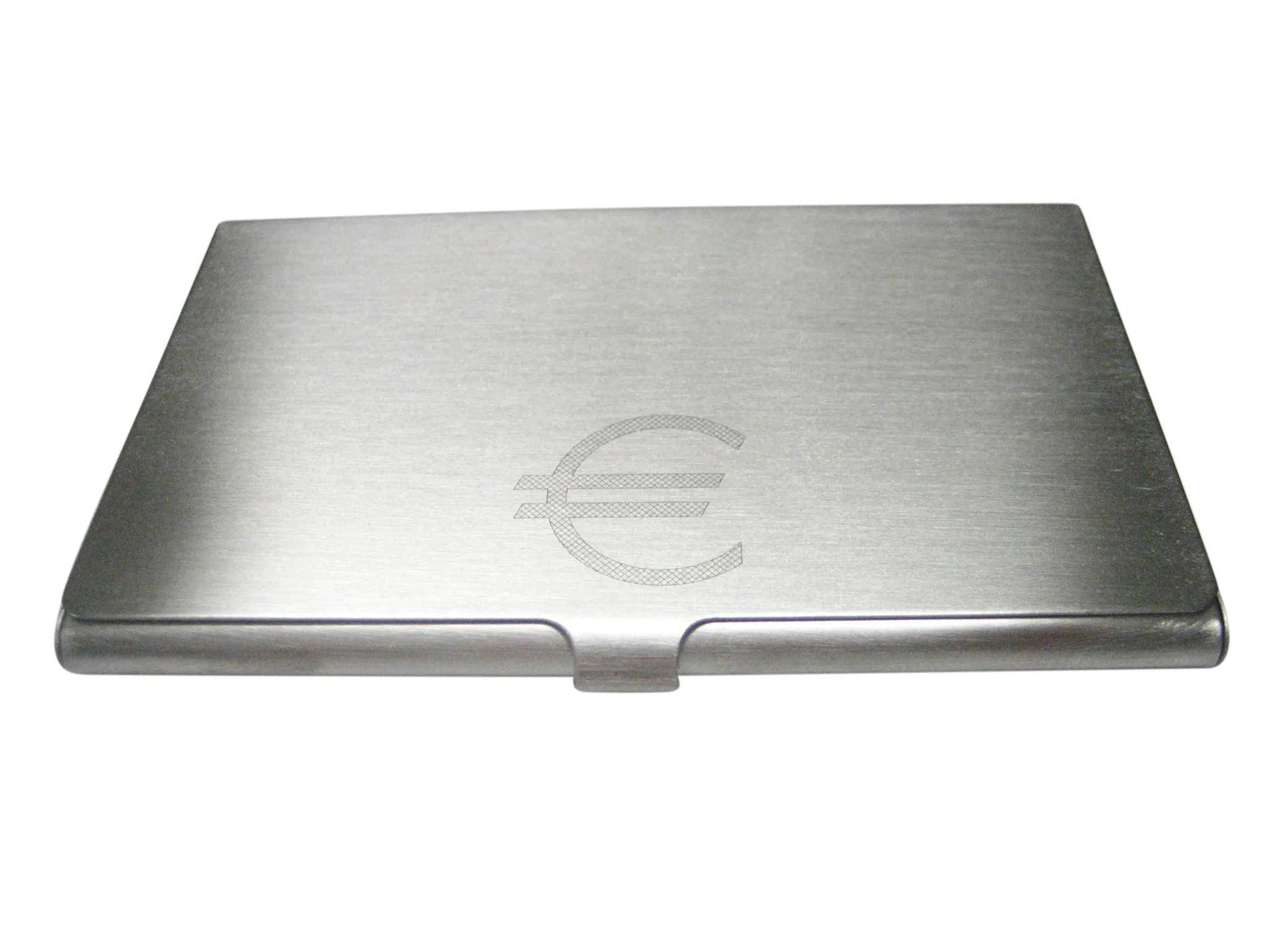 Etched Sleek Euro Currency Sign Business Card Holder