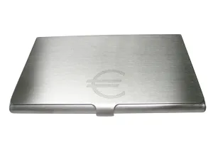 Etched Sleek Euro Currency Sign Business Card Holder